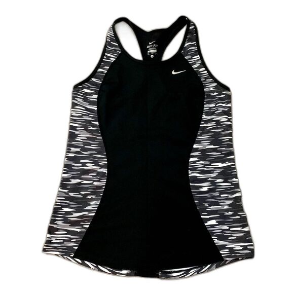 Nike Tops - Nike Dri Fit Racerback Black White Camo Workout Athletic Tank Top Size Medium